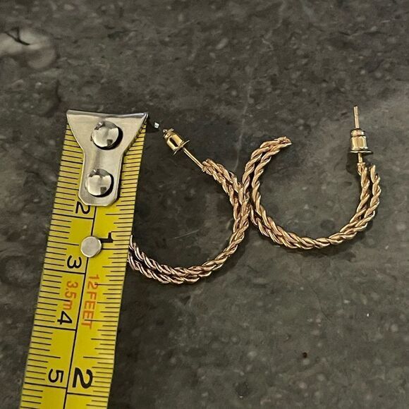 Gold Twisted Hoop Earrings - Picture 3 of 3